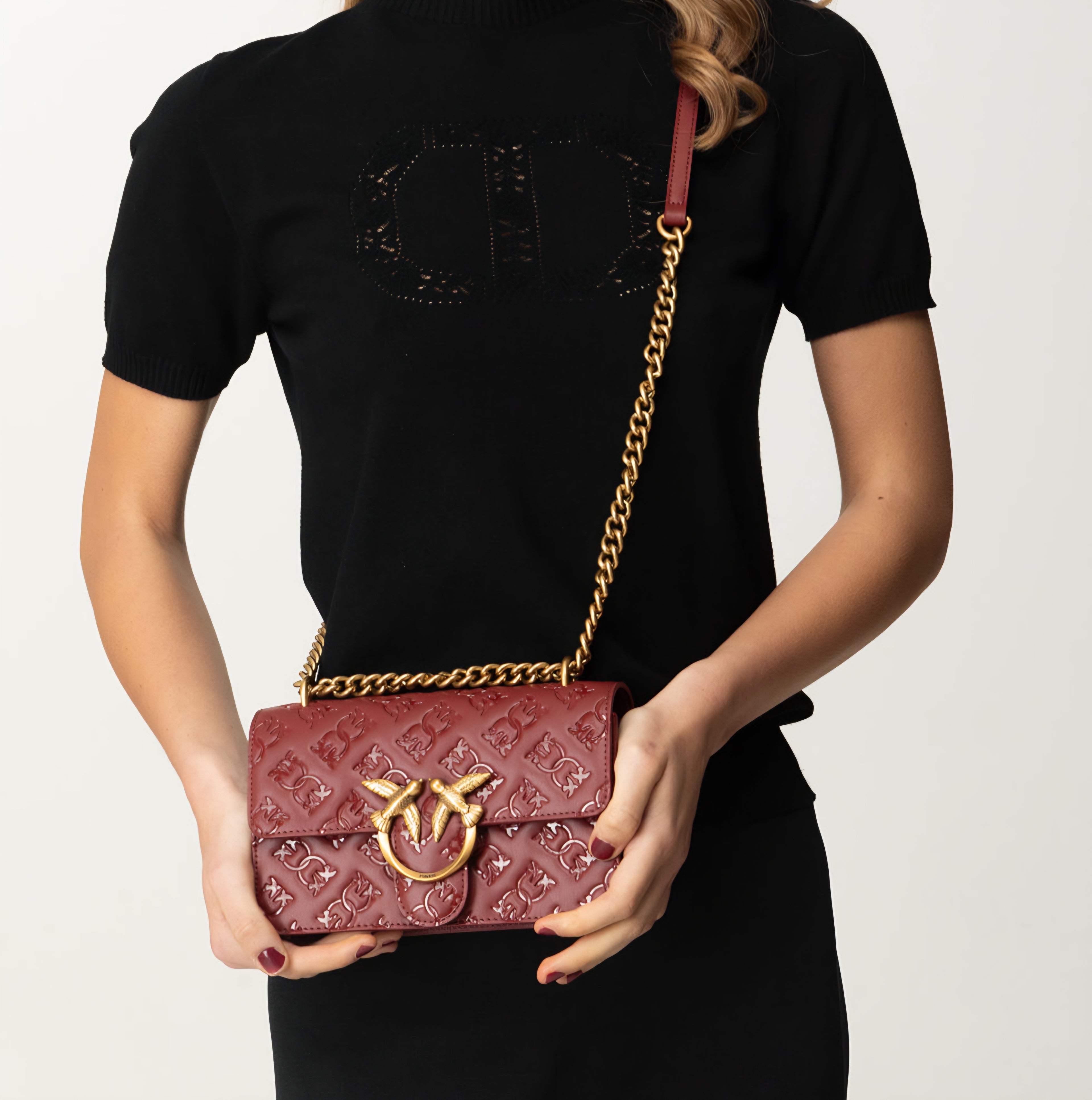 Borsa Mini Love Bag Pinko - Pelle Pieno Fiore con Logo