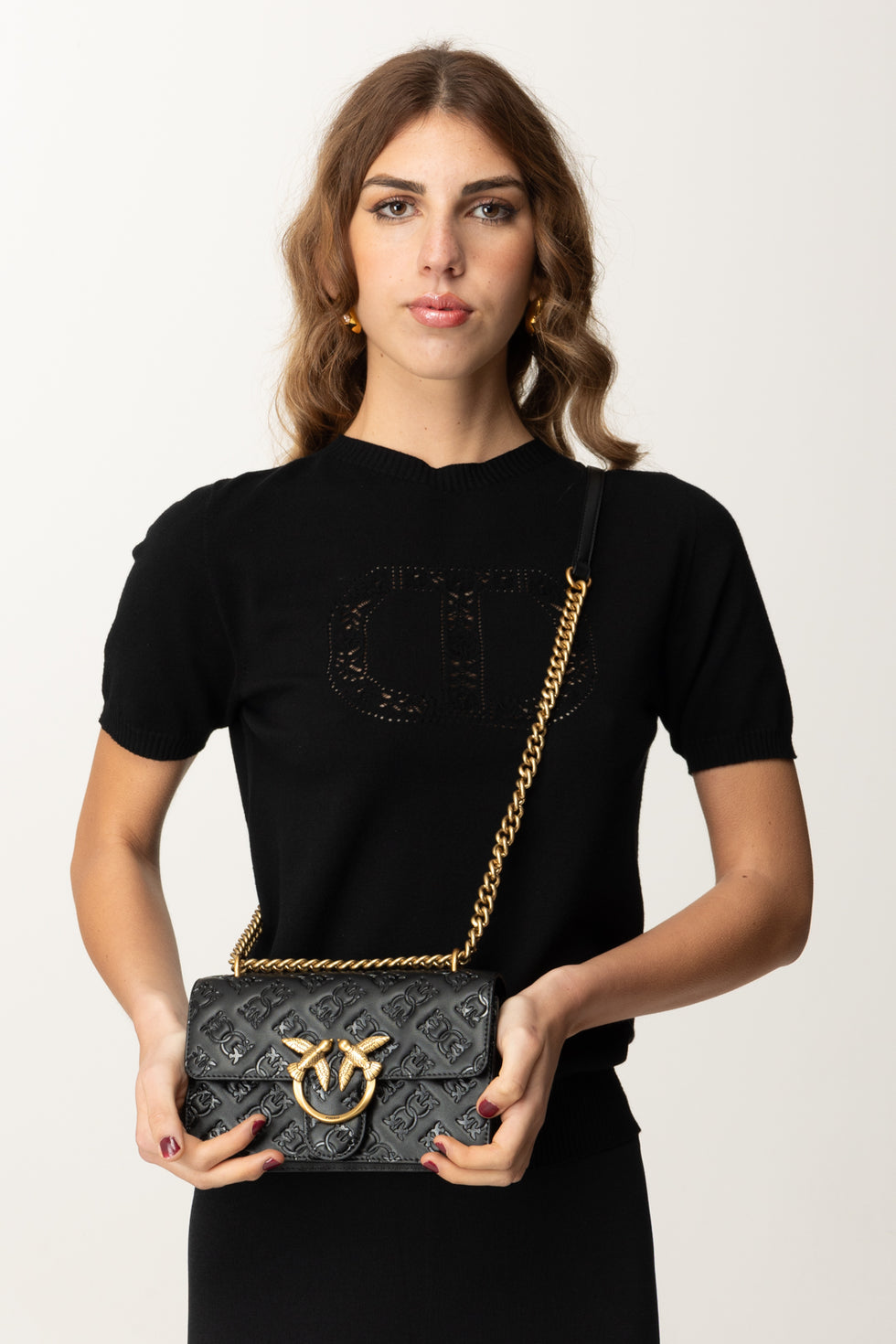 Borsa Mini Love Bag Pinko - Pelle Pieno Fiore con Logo